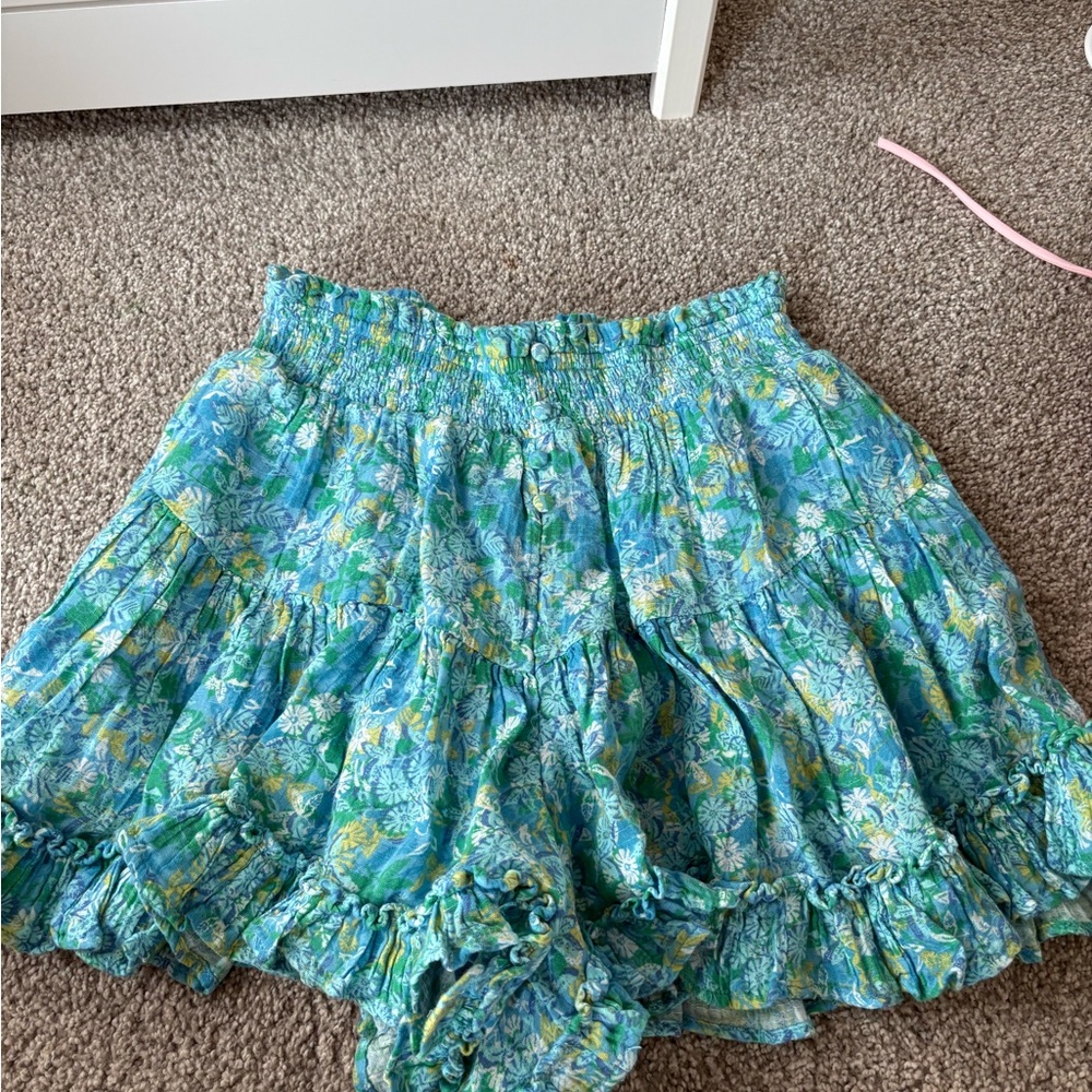 American Eagle Outfitters Blue Floral Midi Skirt